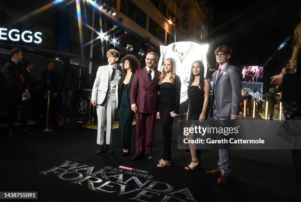 Joe Freeman, Rachel Mariam, Martin Freeman, Grace Freeman and guests attendsthe European Premiere of Marvel Studios' "Black Panther: Wakanda Forever"...