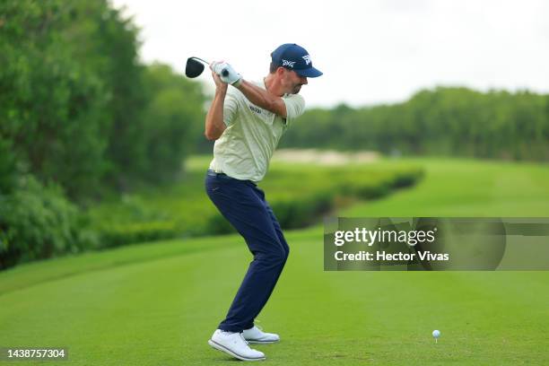 Michael Gligic of Canada plays his shot from the 5th teeduring the first round of the World Wide Technology Championship at Club de Gold El Camaleon...