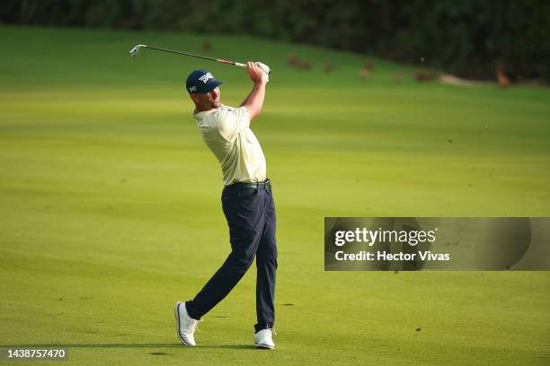 Michael Gligic of Canada plays a shot on the 5th hole during the first round of the World Wide Technology Championship at Club de Gold El Camaleon on...