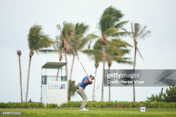 Austin Eckroat of United States plays a shot on the 4th hole during the first round of the World Wide Technology Championship at Club de Gold El...