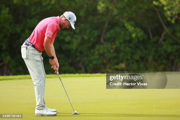 Lee Hodges of United States plays a shot on the 3rd hole on the during the first round of the World Wide Technology Championship at Club de Gold El...