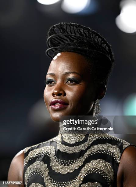 Lupita Nyong'o attends the European Premiere of Marvel Studios' "Black Panther: Wakanda Forever" in Leicester Square on at Cineworld Leicester Square...