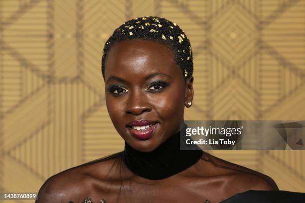 Danai Gurira attends the "Black Panther: Wakanda Forever" European Premiere at Cineworld Leicester Square on November 03, 2022 in London, England