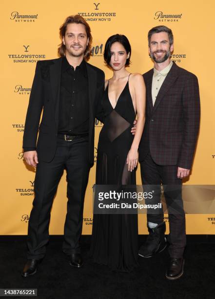 Luke Grimes, Kelsey Asbille and Wes Bentley attend Paramount's "Yellowstone" Season 5 New York Premiere at Walter Reade Theater on November 03, 2022...