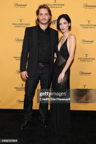 Luke Grimes and Kelsey Asbille attend Paramount's "Yellowstone" Season 5 New York Premiere at Walter Reade Theater on November 03, 2022 in New York...
