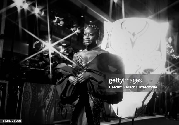 Danai Gurira attends the European Premiere of Marvel Studios' "Black Panther: Wakanda Forever" in Leicester Square on at Cineworld Leicester Square...