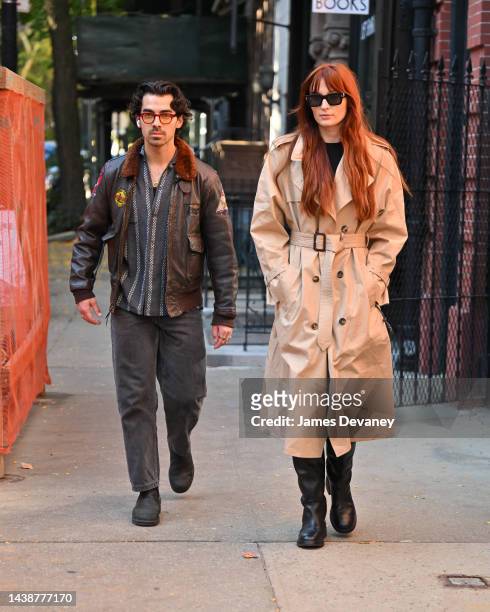 Joe Jonas and Sophie Turner are seen on the streets of the West Village on November 03, 2022 in New York City.