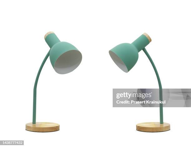 vintage green table lamp. clipping path - lámpara eléctrica fotografías e imágenes de stock