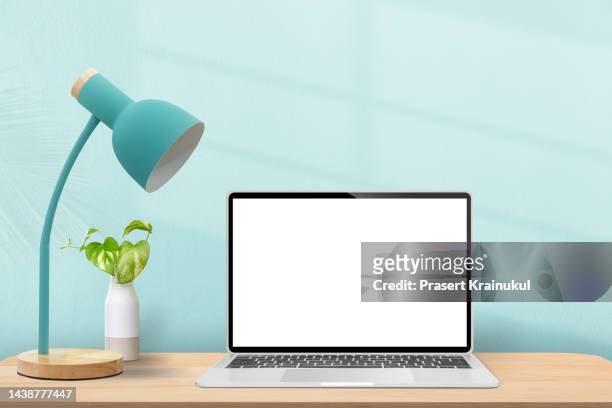 workplace background for the site. - laptop on white background stock pictures, royalty-free photos & images