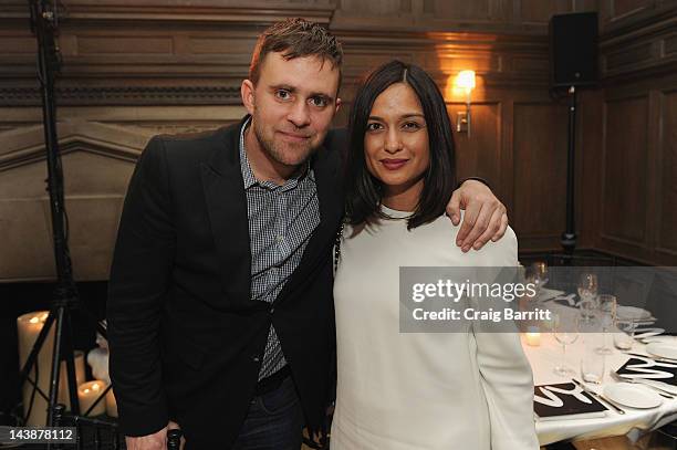 Michael Carl and Roopal Patel attend a dinner in honour of Frieze Project Artists hosted by Frieze Art Inc and Mulberry at Crown on May 4, 2012 in...