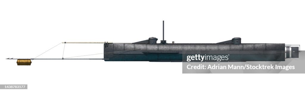Css Raleigh 1864 Css Hunley 1864 Confederate Submarine Side View High-Res Vector Graphic ...