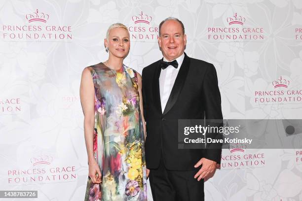 Princess Charlene of Monaco and Their Serene Highness Prince Albert II of Monaco attend the 2022 Princess Grace Awards at 583 Park Avenue on November...