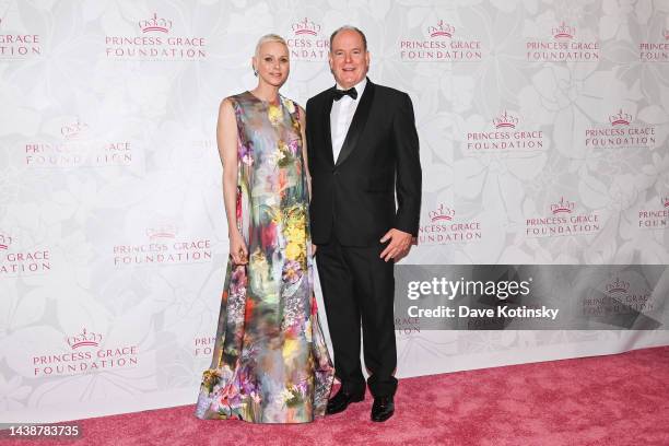 Princess Charlene of Monaco and Their Serene Highness Prince Albert II of Monaco attend the 2022 Princess Grace Awards at 583 Park Avenue on November...