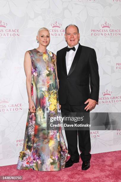 Princess Charlene of Monaco and Their Serene Highness Prince Albert II of Monaco attend the 2022 Princess Grace Awards at 583 Park Avenue on November...