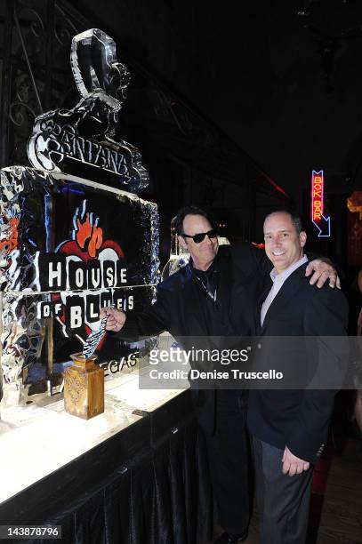 Dan Aykroyd and Jose "Pepe" Hermosillo attend the "Kick Off" of Carlos Santana's two-year residency at House of Blues Las Vegas on May 4, 2012 in Las...