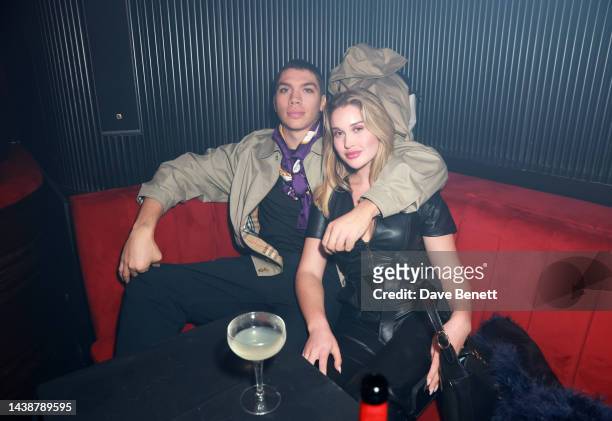 Elias Becker and Lexi Sonnett attend the Tatler Little Black Book Party with Michael Kors at The Windmill Soho on November 03, 2022 in London,...