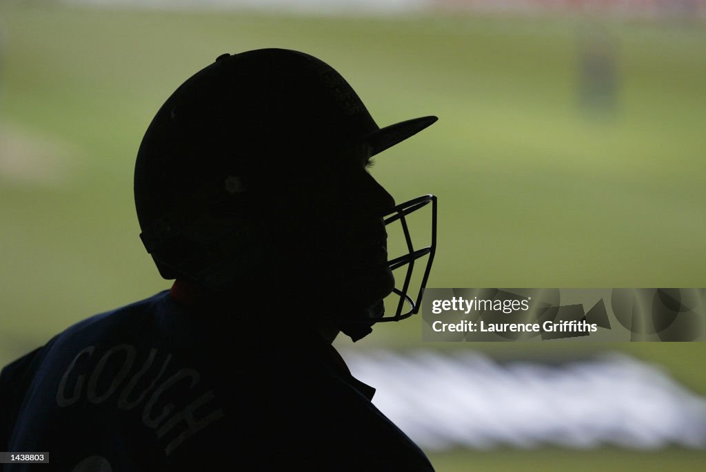 Darren Gough of England waits to bat