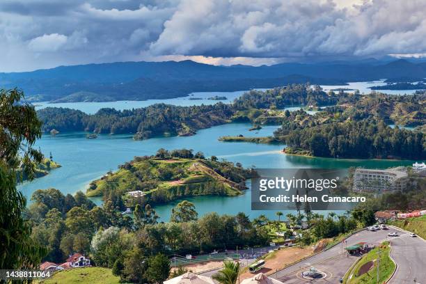 view of guatapé. medellin, colombia - colombia mountains stock pictures, royalty-free photos & images