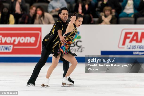 Kana MURAMOTO and Daisuke TAKAHASHI performs during ISU Grand Prix of Figure Skating, 2022 Skate America event at Tenley E. Albright Performance...