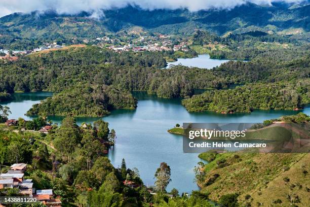 view of guatapé. medellin, colombia - medellin photos et images de collection