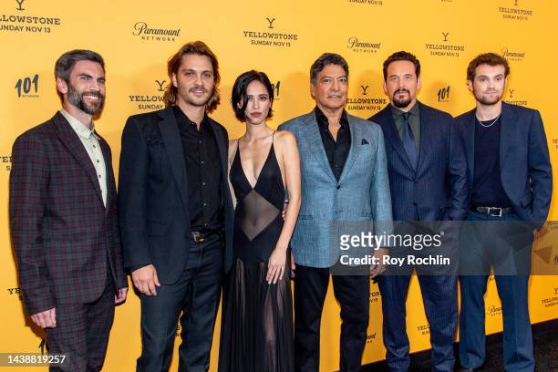 Wes Bentley, Luke Grimes, Kelsey Asbille, Gil Birmingham, Cole Hauser and Kai Caster attend Paramount's "Yellowstone" Season 5 New York Premiere at...