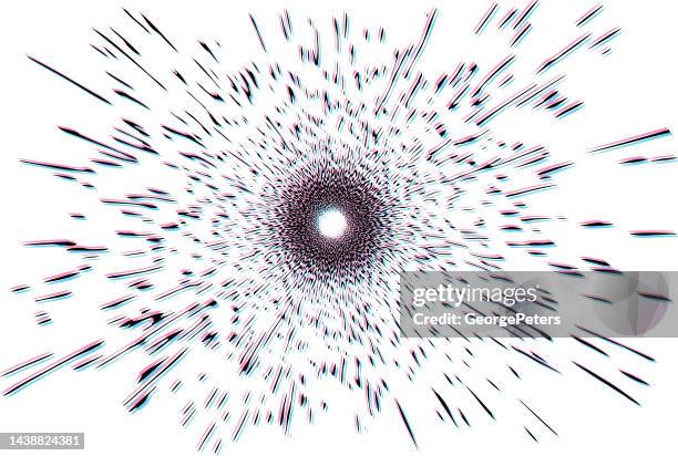 hyperspace speed lines and zoom effect with glitch technique - distorted vision stock illustrations