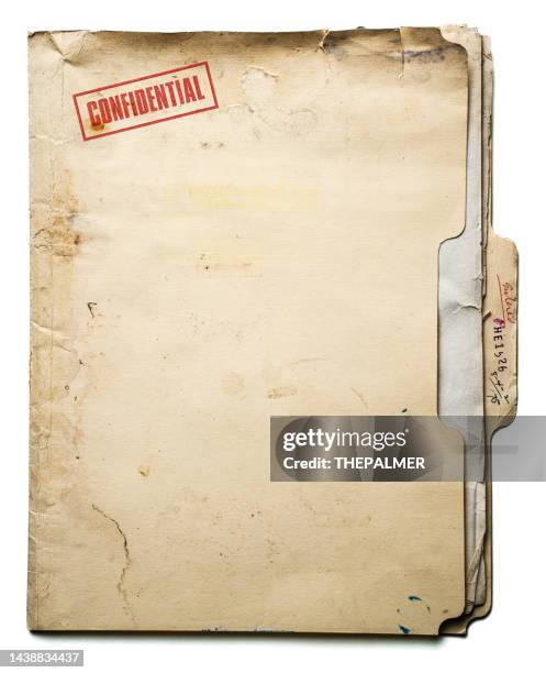 carpeta de archivo confidencial vintage - archivos fotografías e imágenes de stock