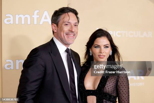Steve Kazee and Jenna Dewan attend amfAR Gala Los Angeles 2022 at Pacific Design Center on November 03, 2022 in West Hollywood, California.