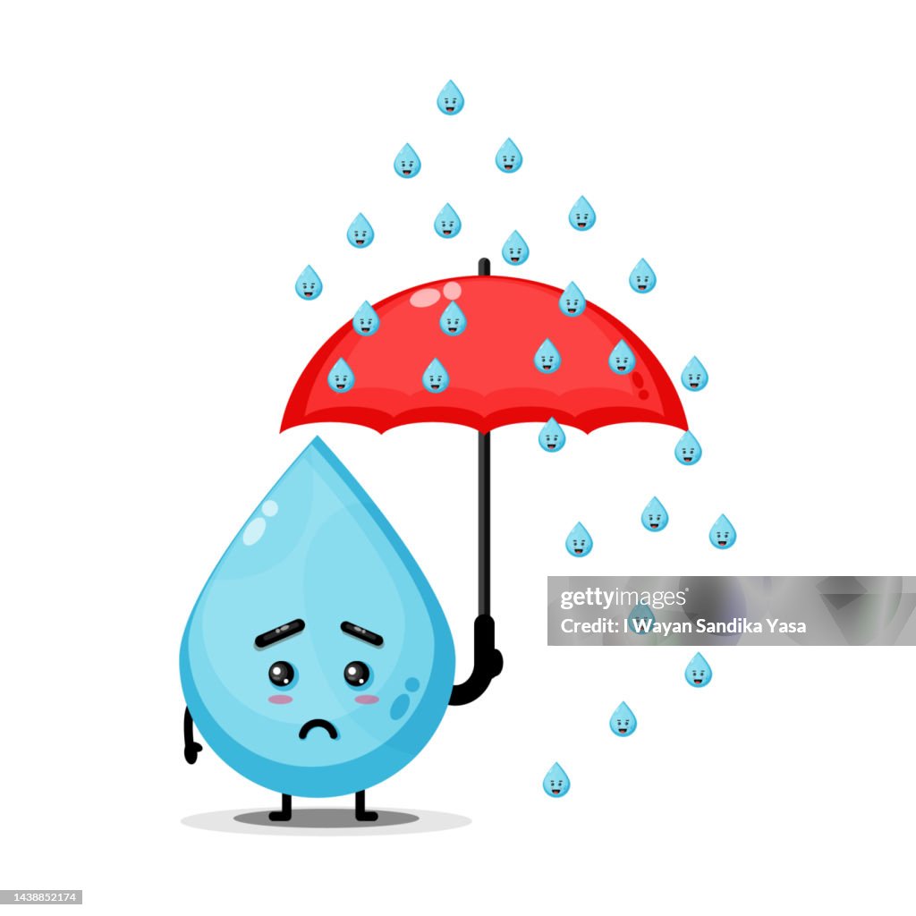 Being Rained On Illustration Of Cute Water Character Being Rained On High-Res Vector ...