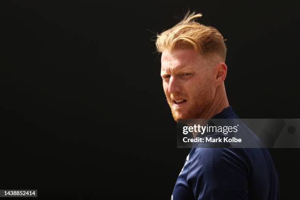 Ben Stokes of England looks on during the England T20 World Cup team training session at Sydney Cricket Ground on November 04, 2022 in Sydney,...