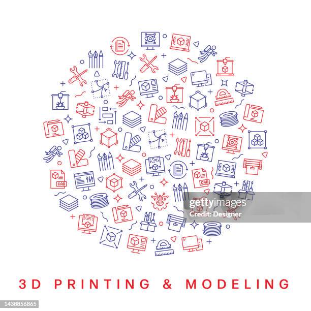 3d printing and modeling related pattern design. modern line style design - light installation stock illustrations