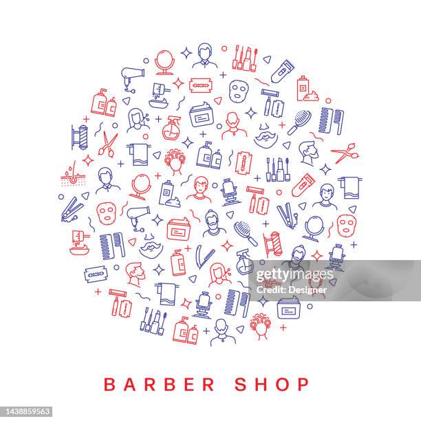 barber shop related pattern design. modern line style design - barber-background stock illustrations