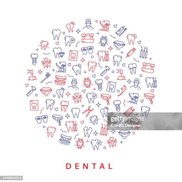 dental related pattern design. modern line style design - seamless tooth pattern stock illustrations