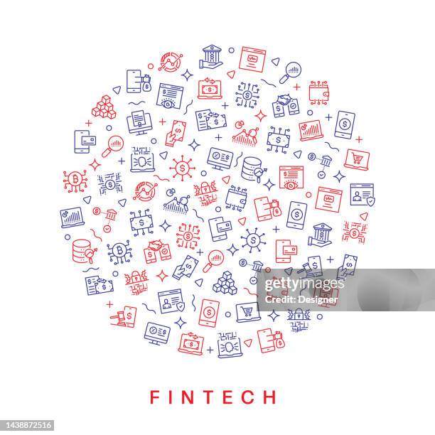 fintech-bezogenes musterdesign. modernes liniendesign - peer to peer finance stock-grafiken, -clipart, -cartoons und -symbole