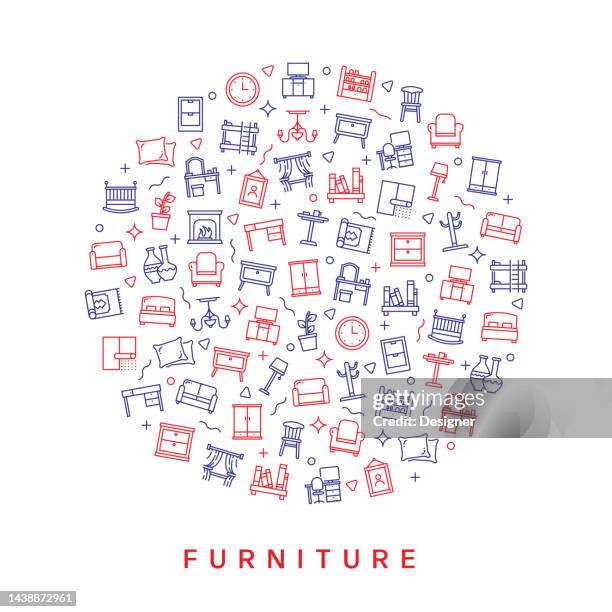 furniture related pattern design. modern line style design - bookshelf background stock illustrations