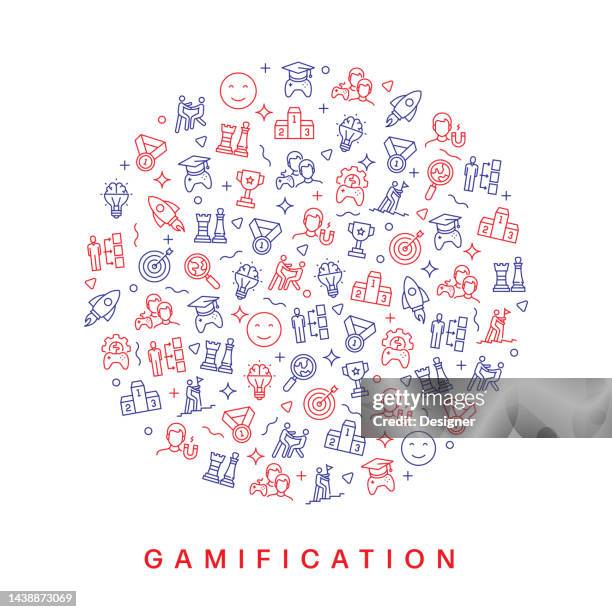 gamification related pattern design. modern line style design - extra extra news stock illustrations