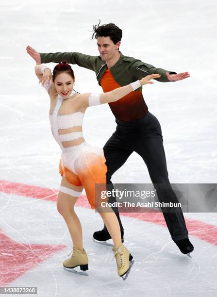 Misato Komatsubara and Tim Koleto of Japan compete in the Ice Dance Free Dancve during the ISU Grand Prix of Figure Skating - Skate Canada...