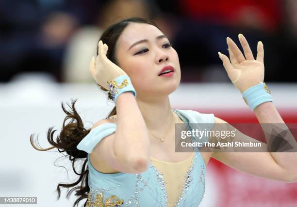 Rika Kihira of Japan competes in the Women's Free Skating during the ISU Grand Prix of Figure Skating - Skate Canada International at the Paramount...