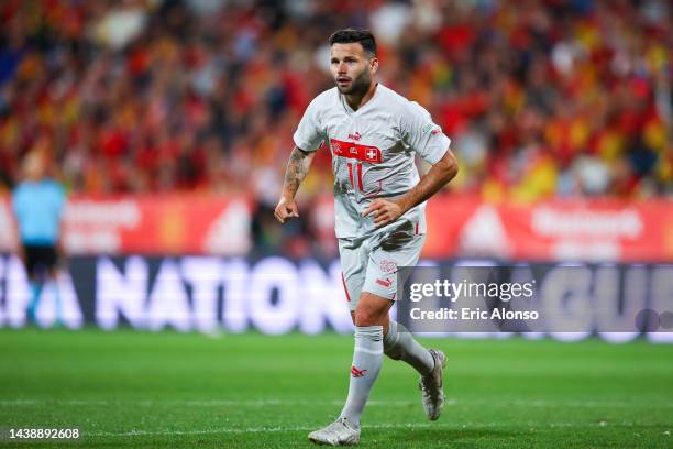 Renato Steffen of Switzerland looks on during the UEFA Nations League League A Group 2 match between Spain and Switzerland at La Romareda on...