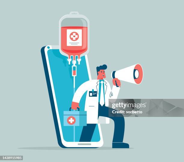 blood donation - mobile app - blood bag stock illustrations stock illustrations