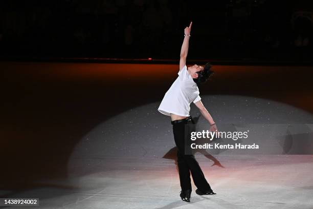 Yuzuru Hanyu performs during the ice show 'Prologue' at Pia Arena MM on November 04, 2022 in Yokohama, Kanagawa, Japan.