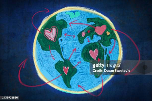 earth day 2023 - chalk heart stock illustrations