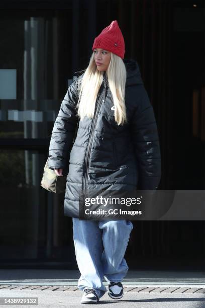 Molly Rainford leaving a hotel ahead of Strictly Come Dancing 2022 rehearsals on November 4, 2022 in London, England.