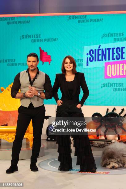 Julian Gil and Gabriela Spanic during taping of show at Univision Studios on October 27, 2022 in Doral, Florida.