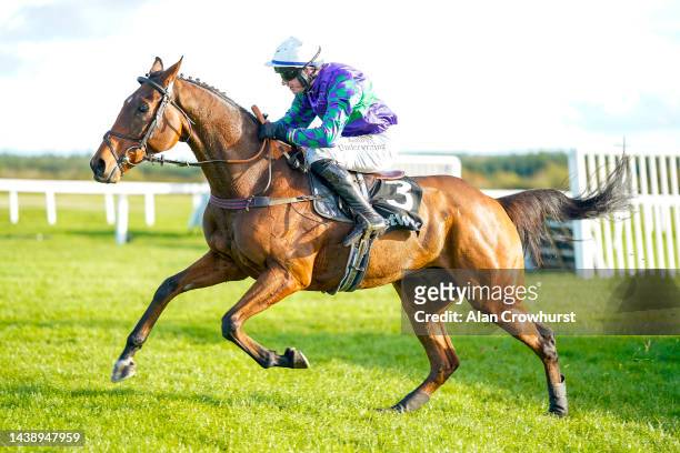 Tom O'Brien riding Thyme Hill clear the last to win The Betway 'Future Stars' Silver Bowl Novices' Chase at Exeter Racecourse on November 04, 2022 in...