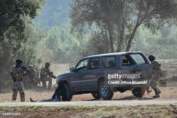 Members of special forces during joint exercise on November 4, 2022 in Avlona, Greece. Units from the Special Operations Forces of Greece, Albania,...
