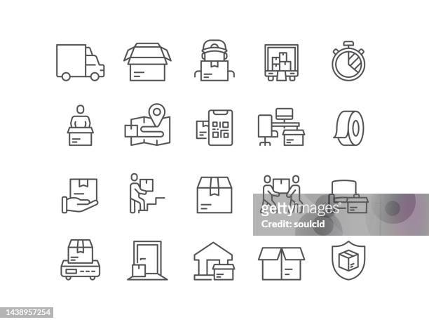 moving icons - unloading stock illustrations