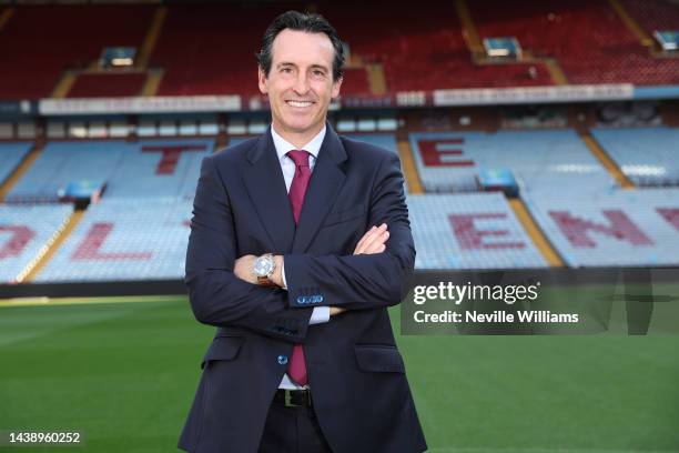 Unai Emery head coach of Aston Villa poses for a picture at Villa Park on November 04, 2022 in Birmingham, England.