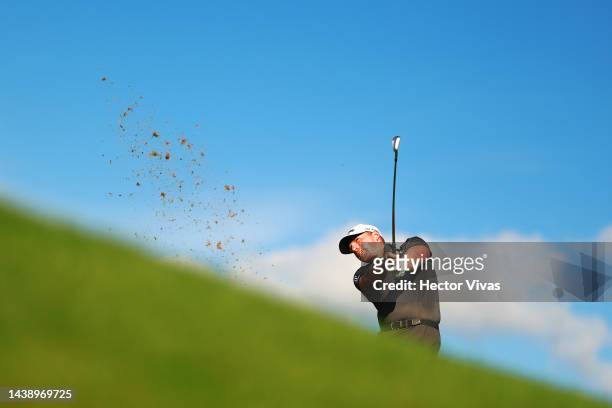 Matt Wallace of England plays a shot on the 4th hole during the second round of the World Wide Technology Championship at Club de Golf El Camaleon on...