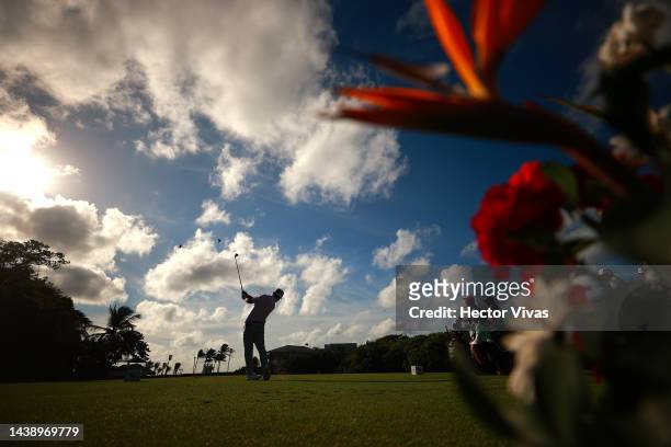 Spaun of United States plays his shot from the 4th tee during the second round of the World Wide Technology Championship at Club de Golf El Camaleon...
